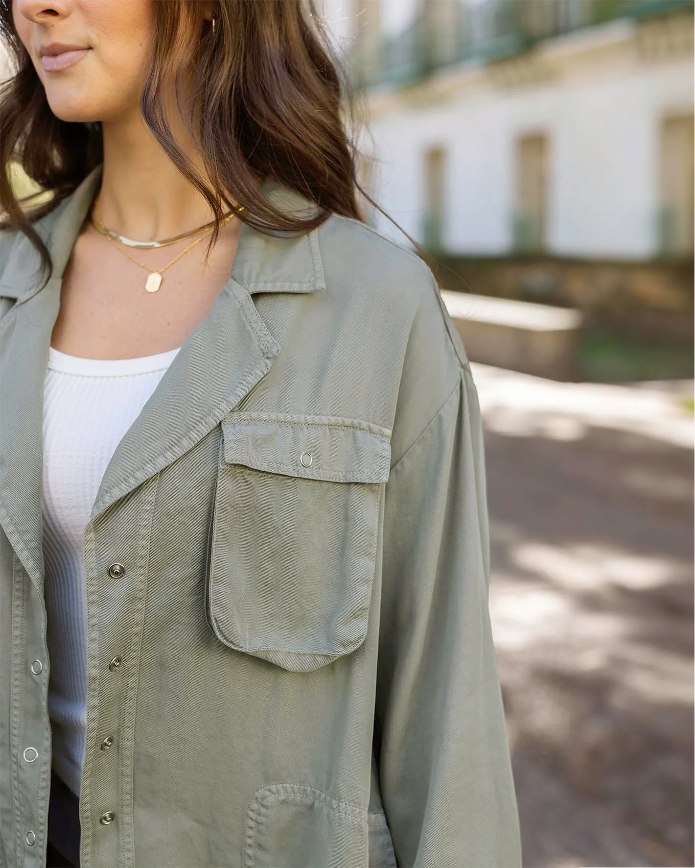 Sage Tencel™ Lyocell Utility Shirt Jacket