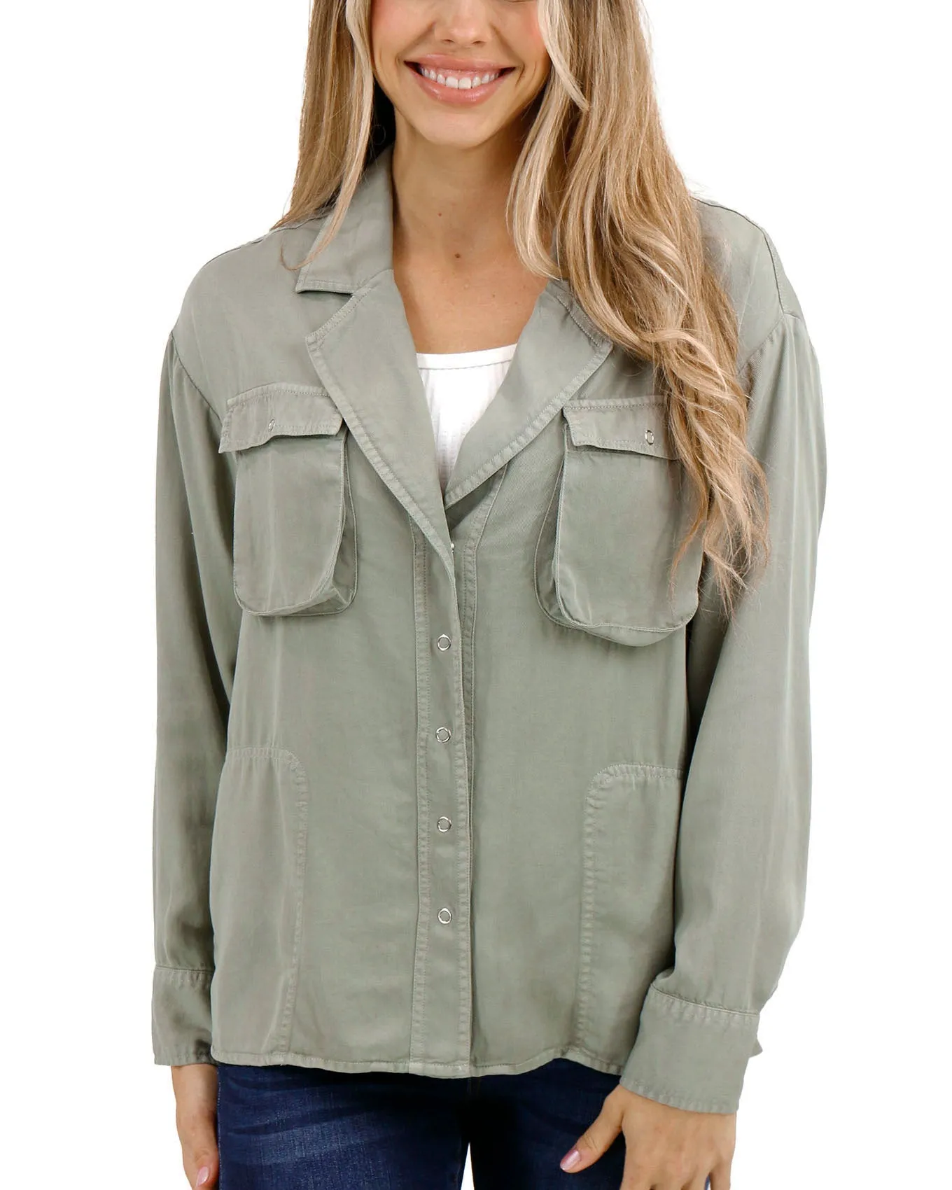 Sage Tencel™ Lyocell Utility Shirt Jacket