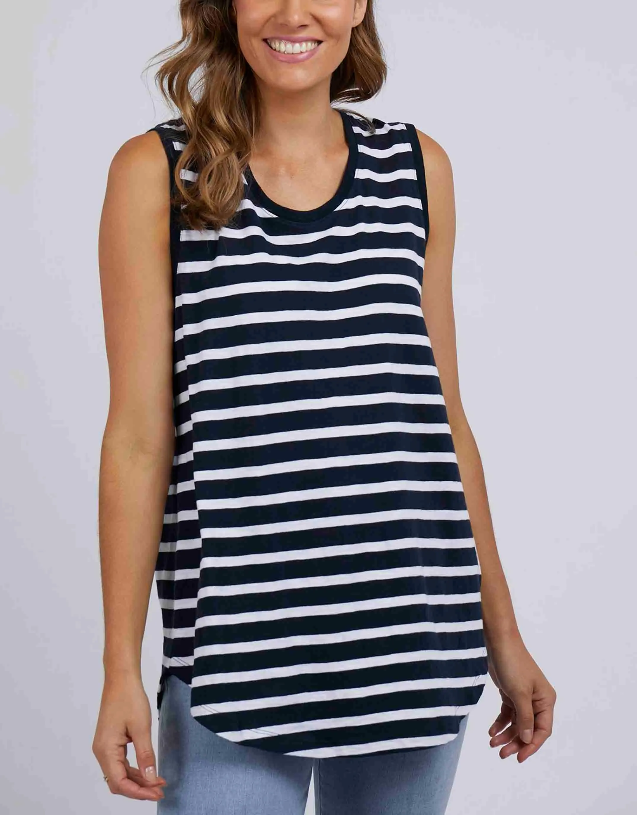 Scoop Tank - Navy With White Stripe