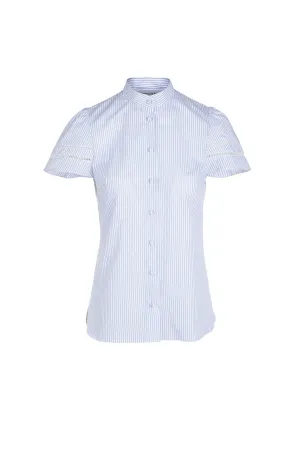 Trellis Blouse - Blue and White Stripe