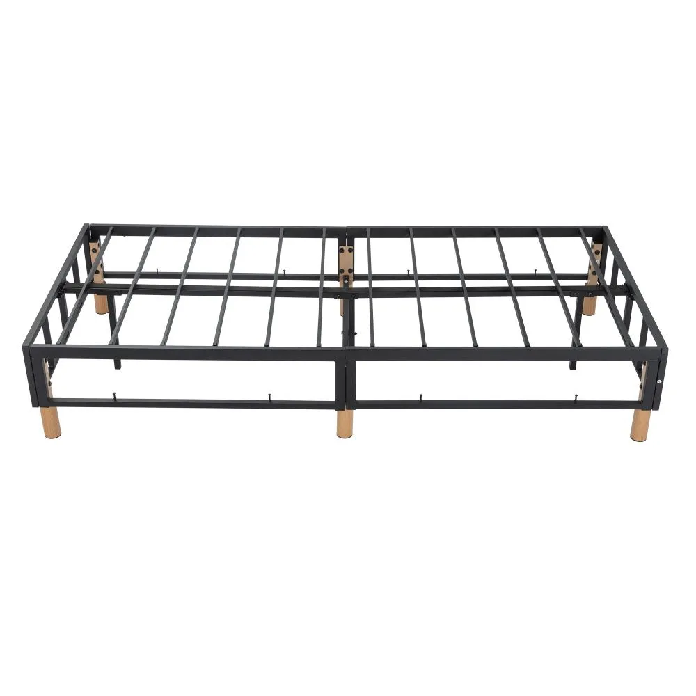 Vera Ensemble Bed Base Mattress Foundation with Metal Stats - Dark Grey Queen