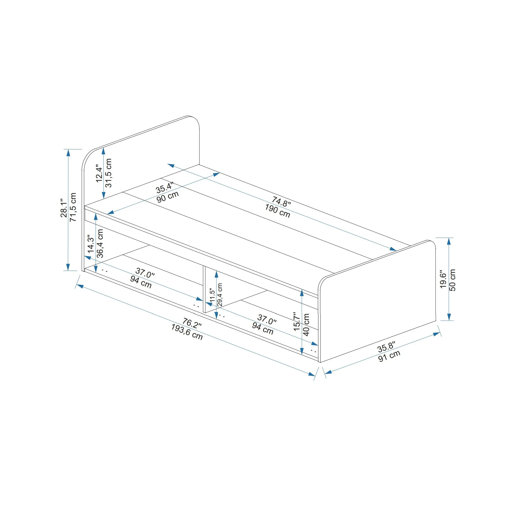 Viola Bedstead, Bed Frame with Headboard