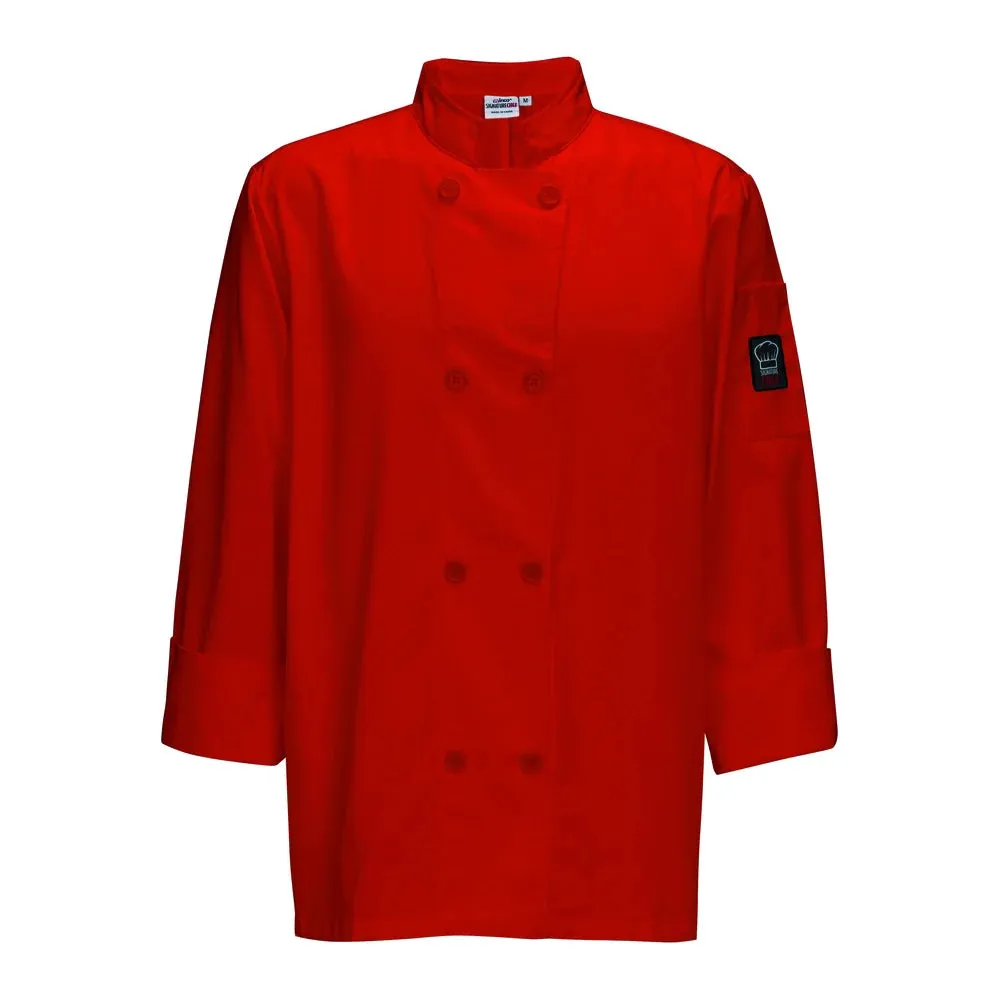 Winco UNF-6RL Tapered Chef Men's Jacket, Red, Large