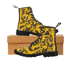 Yellow Floral Women's Boots, Purple Floral Women's Boots, Best Winter Boots For Women (US Size 6.5-11)