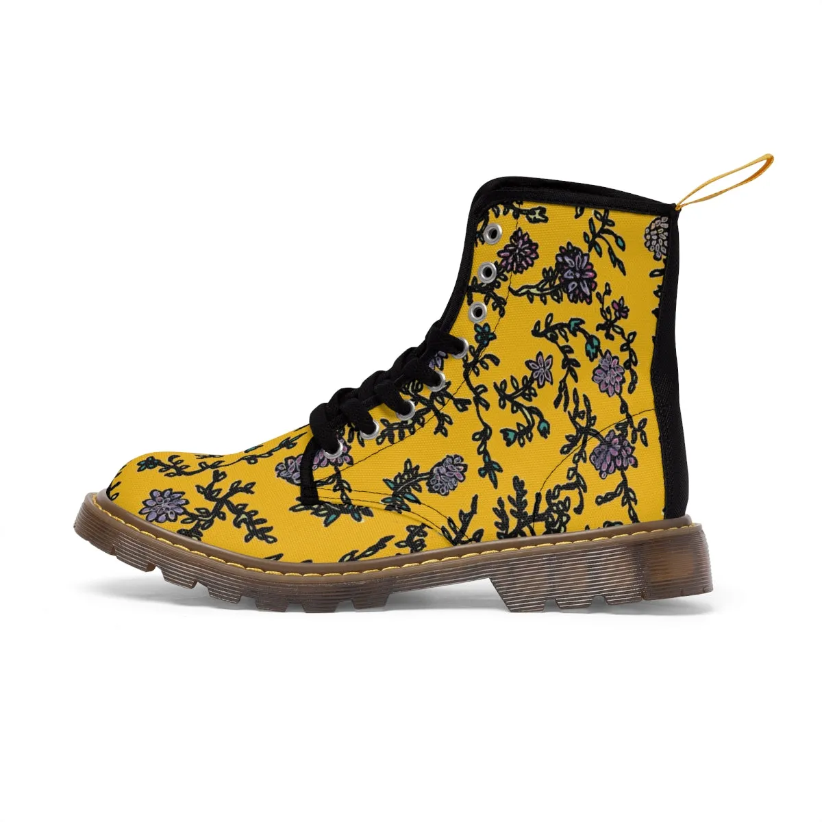 Yellow Floral Women's Boots, Purple Floral Women's Boots, Best Winter Boots For Women (US Size 6.5-11)