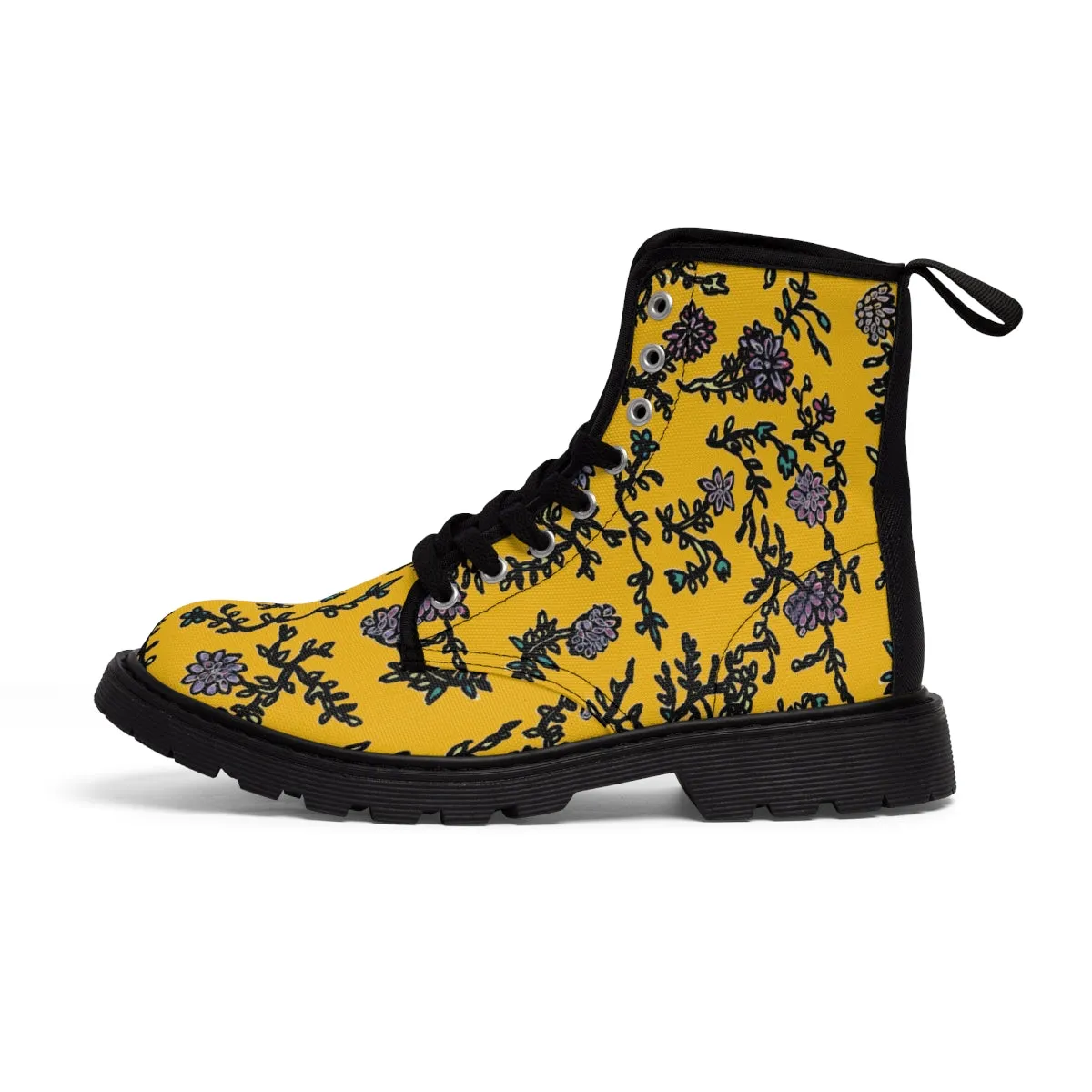 Yellow Floral Women's Boots, Purple Floral Women's Boots, Best Winter Boots For Women (US Size 6.5-11)